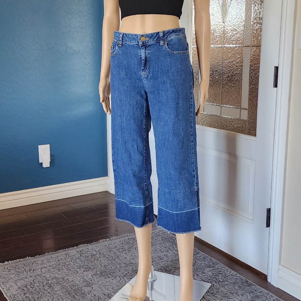 MICHAEL KORS WIDE LEG CROPPED JEANS SZ 6 - Picture 7 of 16